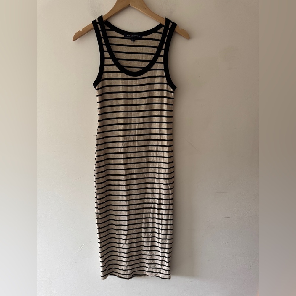 One Clothing Los Angeles Black &‎ Cream Striped Long Dress